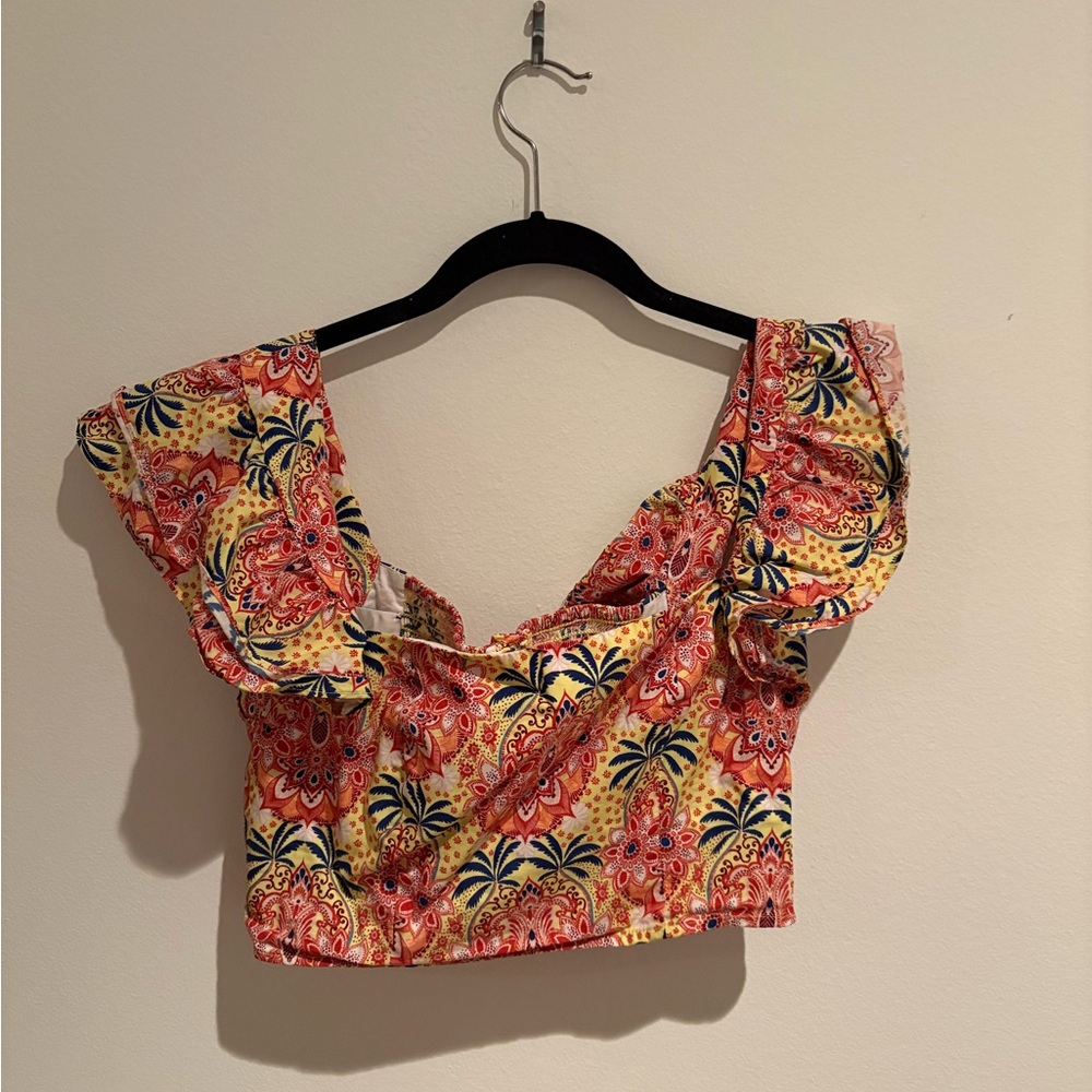 Cara Cara Red and Yellow Floral Crop Top